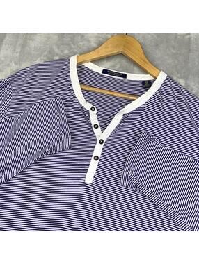 Scotch & Soda Striped Henley Shirt Purple White Long Sleeve Mens XXL Amsterdam